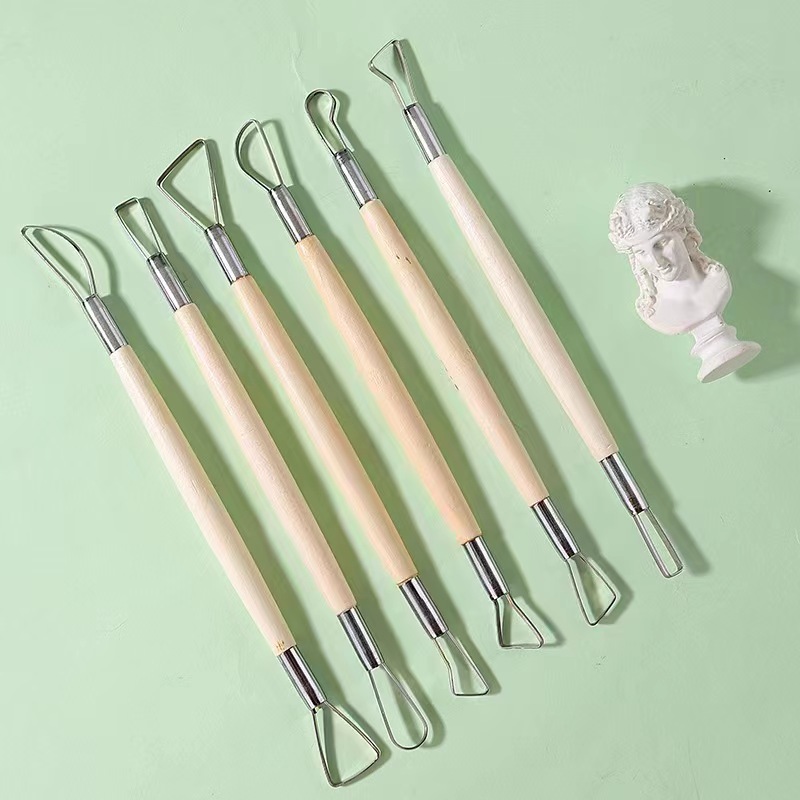 Craft Knife Set - 6 шт., деревянная ручка, восковая керамика,
